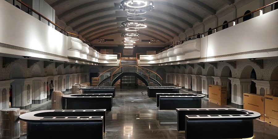 The renovated Samsung Opera House retains the same ceiling while the flooring has been changed.