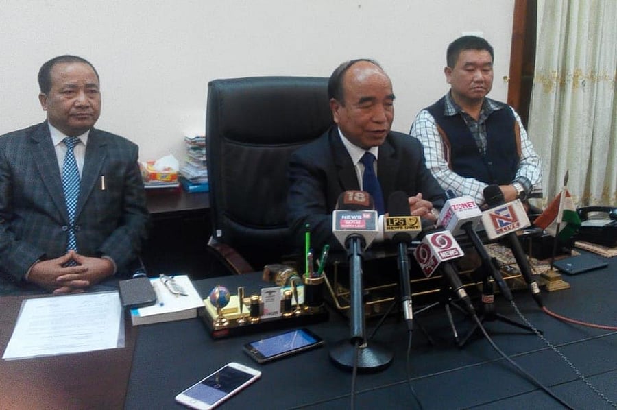 Zoramthanga in Aizwal on Tuesday. DH PHOTO/Henry H Khojol