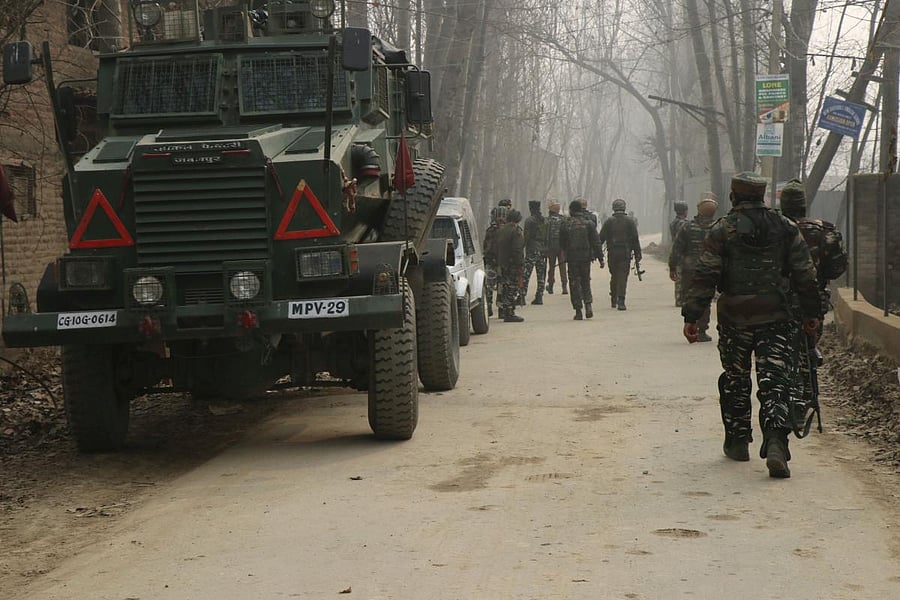 As the forces were conducting searches, militants fired upon them, triggering the encounter. (DH File Photo)