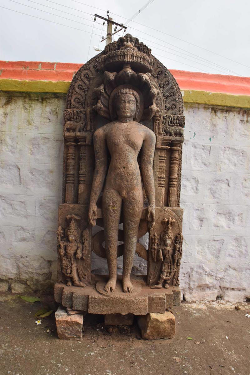 timeless: Makodu Parshwanath Temple, Mysuru; a copper plate inscription dating to 1805; Chatarmukha Jain idol at Haveri; (below) idol at the Parshwanath Temple.