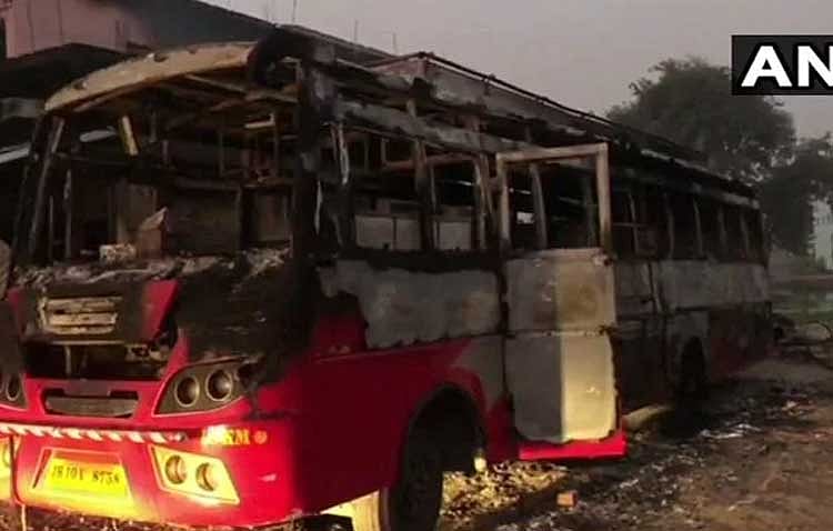 The Maoists attack, in which ten vehicles, including three tractors and three buses, were set afire, was carried out in retaliation of Rajan’s ‘cheating’. Rajan’s uncle Narendra Prasad Singh, a transporter, was also shot dead by the ultras when he tried to challenge the armed marauders. (Image:ANI Twitter)