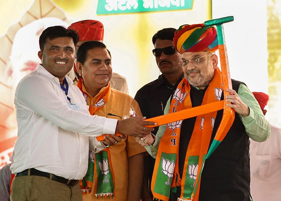 Bharatiya Janata Party President Amit Shah during a BJP OBC Morcha Sammelan, in Pali, Rajasthan, Sunday, September 16, 2018. (PTI Photo)