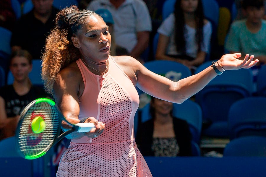 US' Serena Williams returns during her win over Maria Sakkari of Greece in the Hopman Cup on Monday. AFP