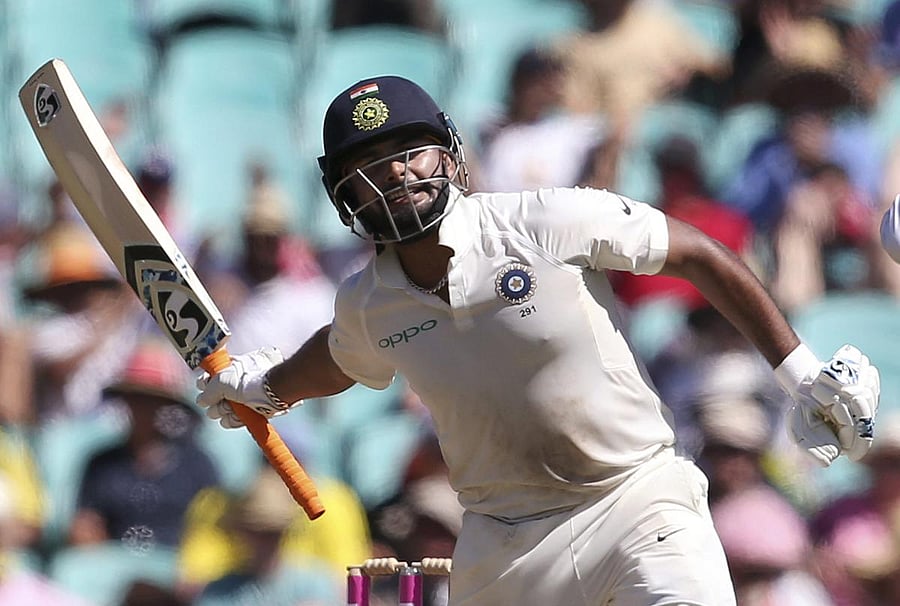 Rishabh Pant celebrates his century on Friday.