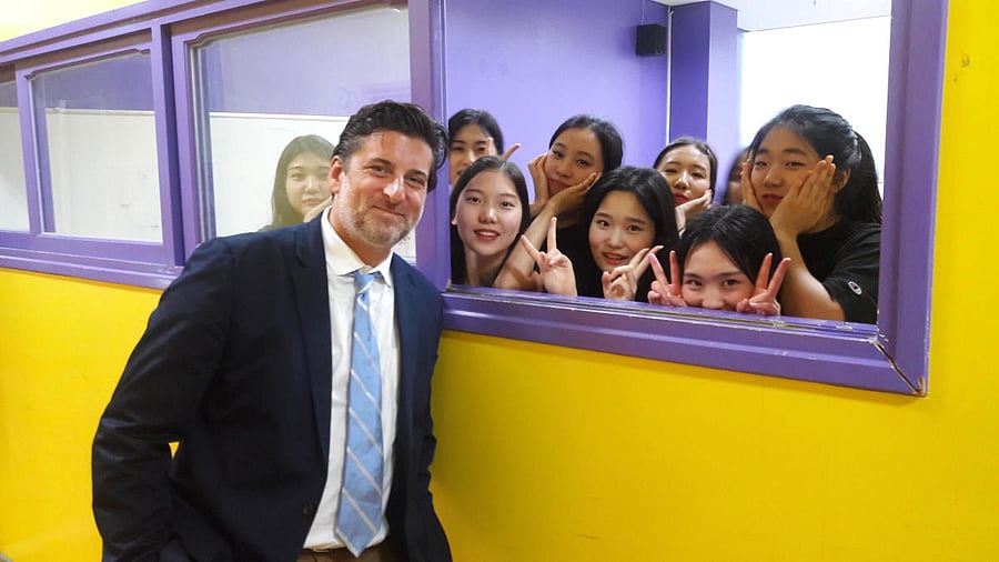 Dan Mackler with his students. He was in Bengaluru to deliver a master class on Wednesday.