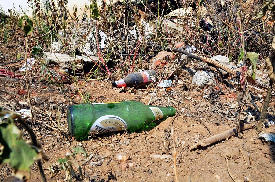 Bottles thrown on the premises of the old prison in Chikkamagaluru.
