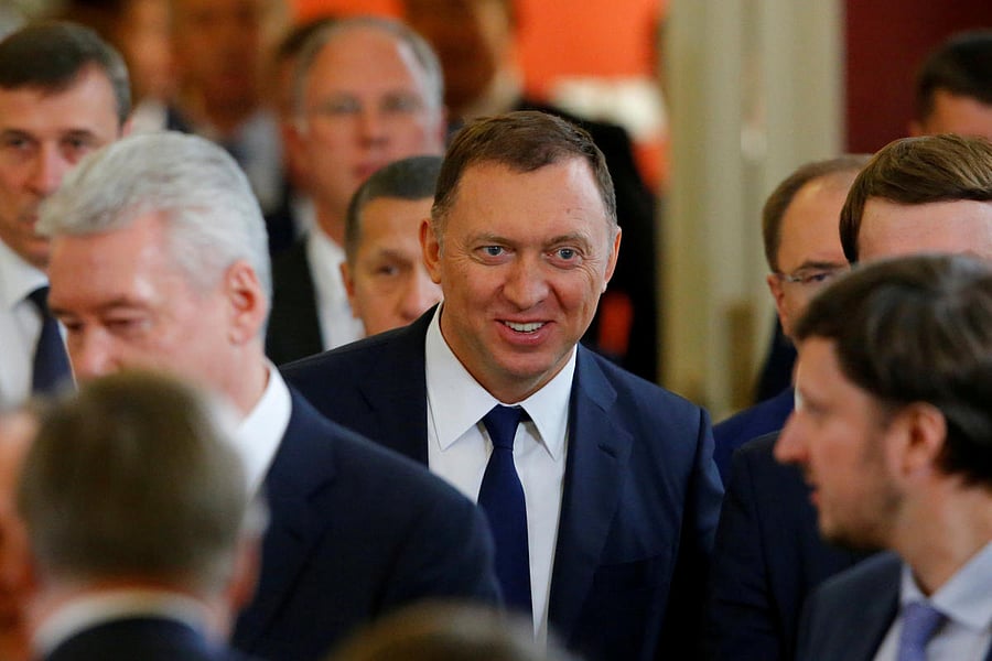 Russian aluminium tycoon Oleg Deripaska leaves after the talks of Russian President Vladimir Putin with South Korean President Moon Jae-in at the Kremlin in Moscow. Reuters file photo.