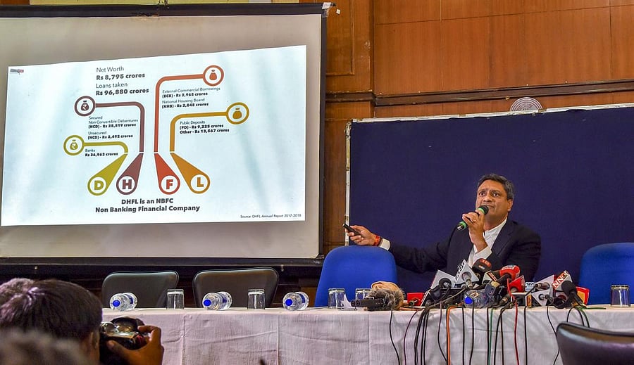 Cobrapost founder Aniruddha Bahal addresses a press conference regarding an alleged financial scam by the non-banking financial company DHFL, at Press Club of India, New Delhi. (PTI Photo)