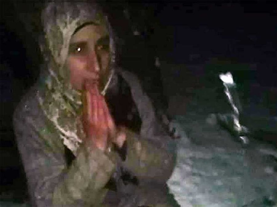 The woman in the short video clip can be seen pleading for mercy with folded hands but the gunman shot her twice, police said. (Image: Twitter/@NooriBadat)