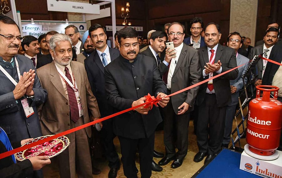 Union Minister for Petroleum & Natural Gas and Skill Development & Entrepreneurship Dharmendra Pradhan inaugurates the Indian Oil pavillion, on the sidelines of the Asia LPG Summit, in New Delhi, Tuesday, February 5, 2019. Secretary, Ministry of P
