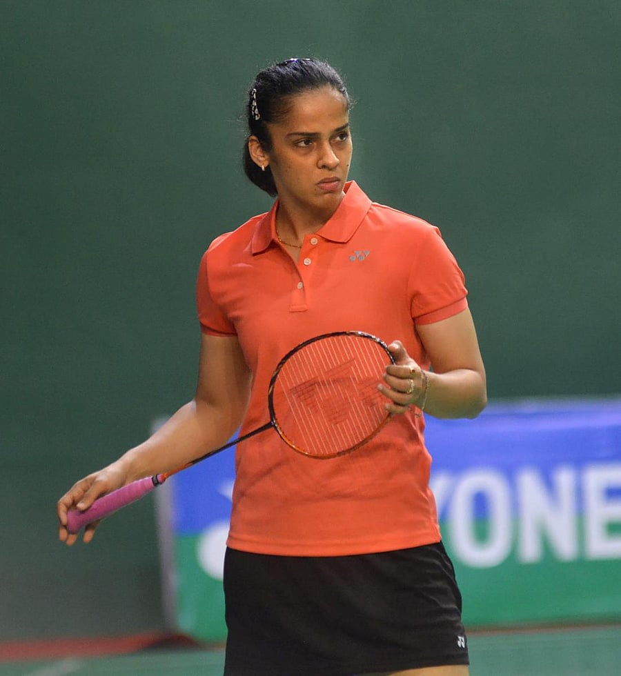 Saina Nehwal wears a concerned look over the quality of courts. PTI