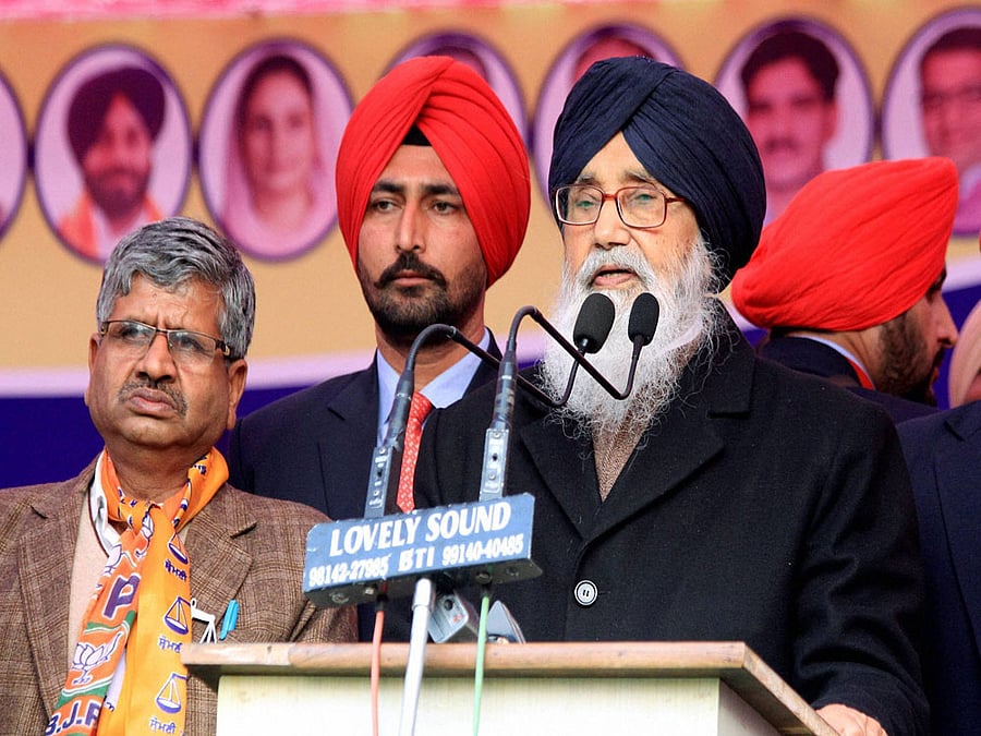 Former Punjab chief minister Parkash Singh Badal. PTI file photo