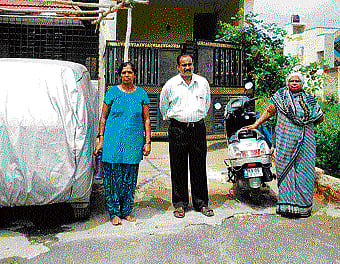 B R Murthy and his wife M Pushpa in front of their dream house which might be demolished.