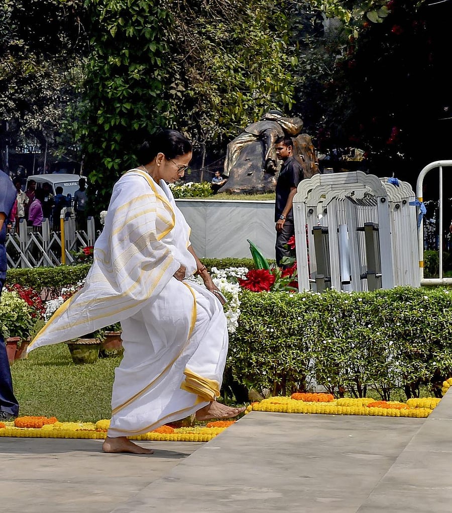 West Bengal Chief Minister Mamata Banerjee at an event to mark the International Mother Language Day, in Kolkata on Thursday. PTI photo