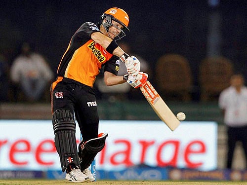 Sunrisers Hyderabad captian David Warner bats during an IPL 2016 match against Delhi Daredevils, Raipur on Friday. PTI Photo