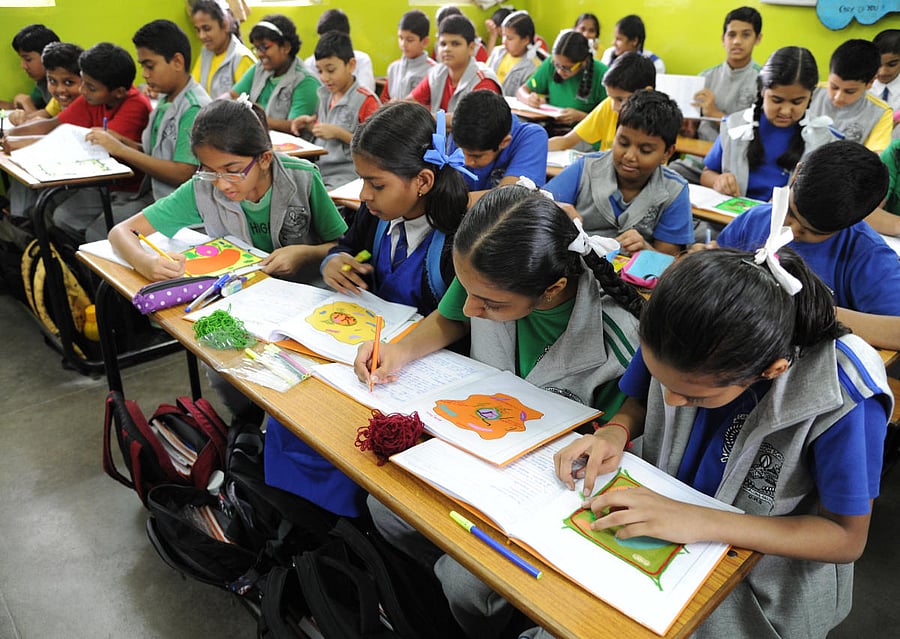 One-size furniture does not fit the needs of students of varying height. Cramped seating can lead to back pain and reduce concentration. PIC FOR REPRESENTATION ONLY