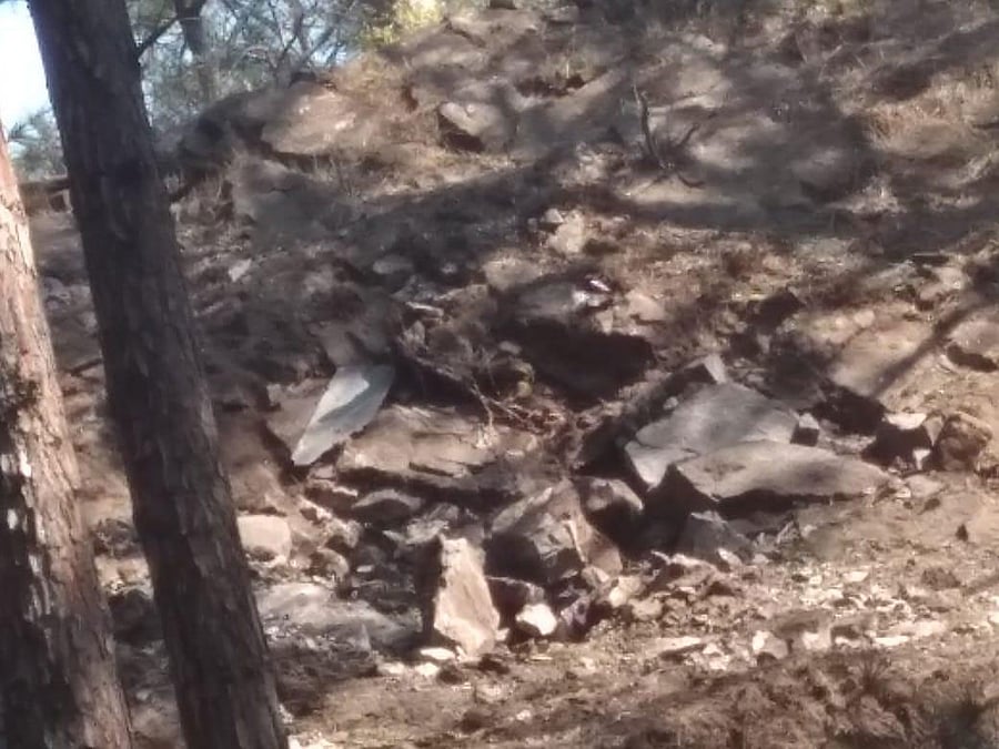 Pictures of craters formed from Pakistani bombs dropped near Indian Army post in Rajouri sector. Pic courtesy: Army sources