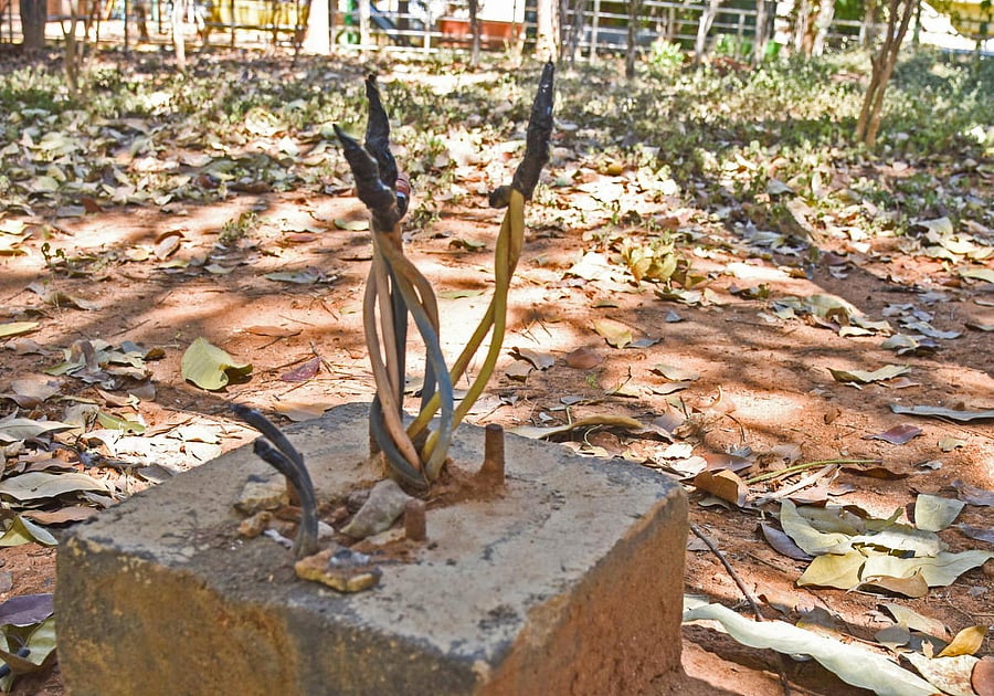 The spot in Rajkumar Park, Kammanahalli, where seven-year-old Uday Kumar was electrocuted on Monday. DH PHOTO/S K DINESH