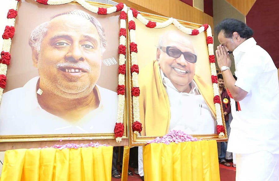 After taking over as DMK president, M K Stalin on Tuesday launched a frontal attack on the BJP by asking his cadre to march along with him to “teach a lesson” to the Narendra Modi government, which he accused of “trying to saffronise” the country. Picture courtesy Twitter