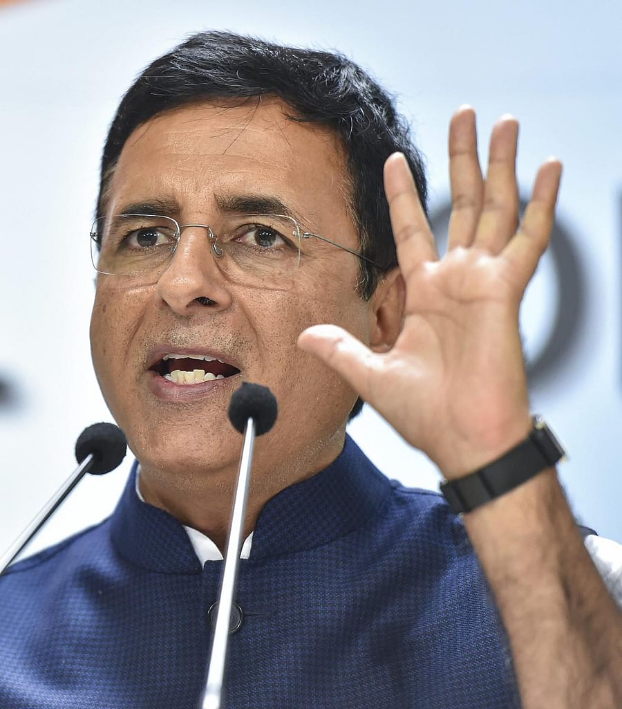 New Delhi: Senior Congress leader Randeep Surjewala gestures during a press conference, in New Delhi, Friday. Dec 07, 2018. (PTI Photo/Kamal Kishore) (PTI12_7_2018_000183A)