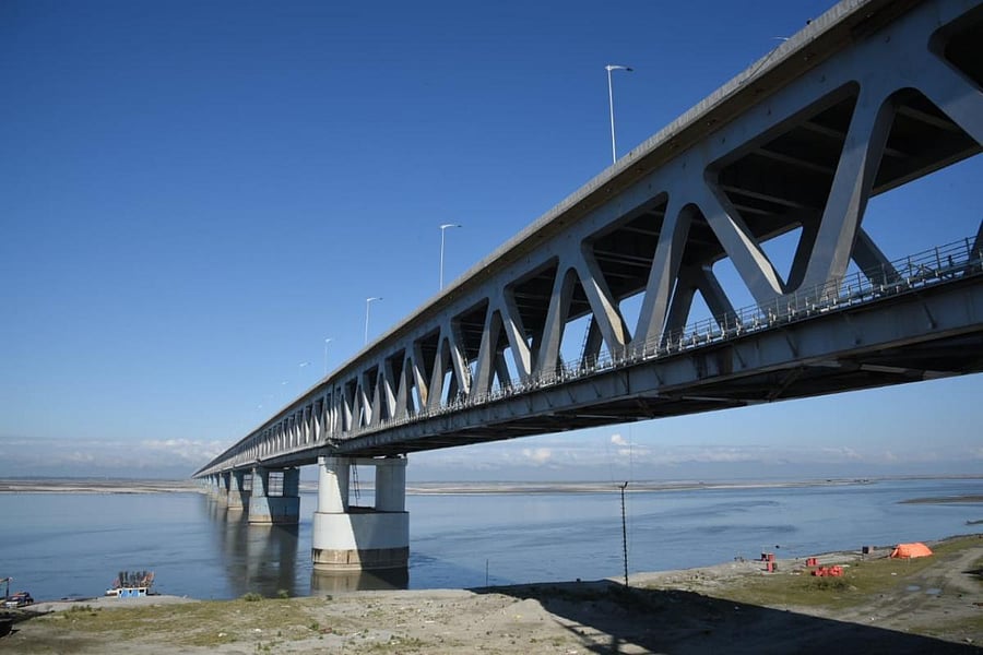 Bogibeel bridge in eastern Assam. photo credit: Northeast Frontier Railways.