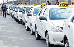 New fleet: The airport taxis launched by the BIAL on Thursday. DH photo