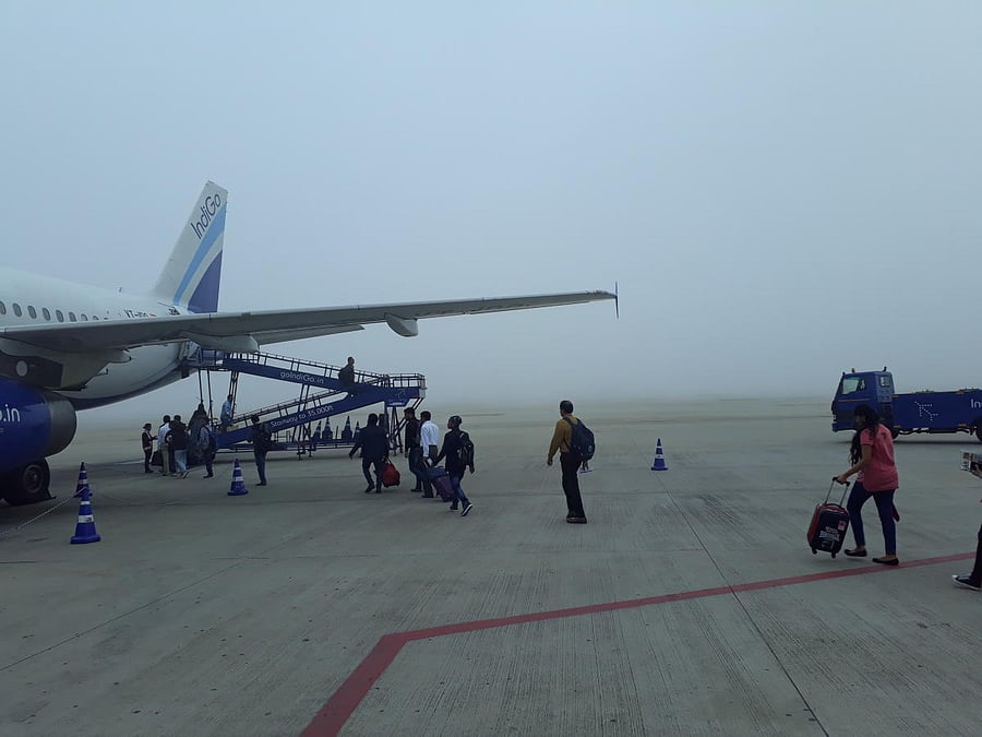 Out of the eight cancelled flights - all of the low-cost airline IndiGo - four were arrivals and as many departures. Out of the 102 delayed flights, there were 44 arrivals and 58 departures.