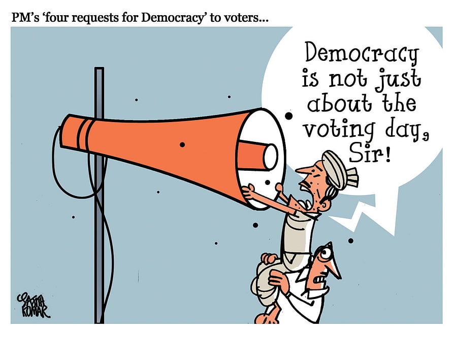 Modi tagged personalities from a cross-section of society, including politics, industry, media, films, sports and social work, to drive home his point.