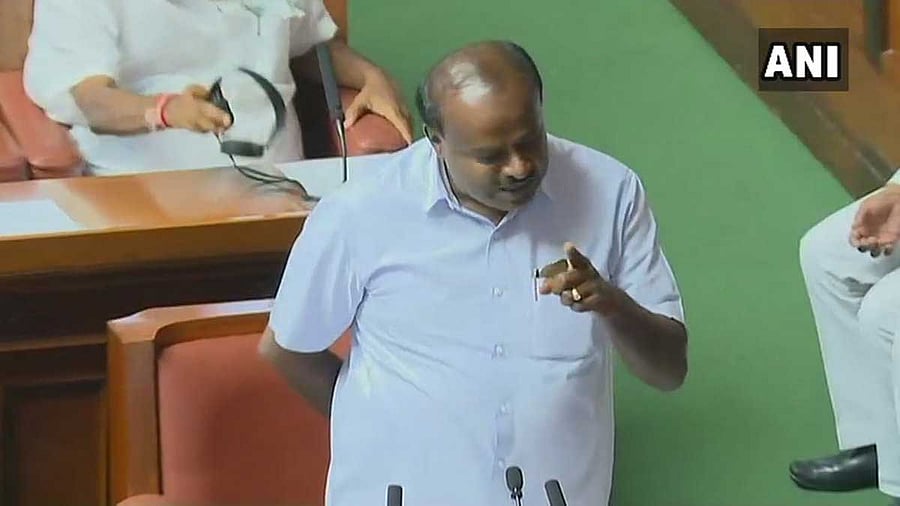 JD(S) chief HD Kumaraswamy wins floor test after 117 MLAs voted in his favour.   ANI photo