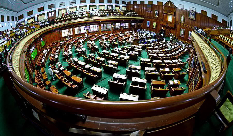 The inside view of Legislative Assembly of Karnataka. (DH Photo)