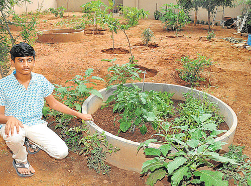 Arya Pudota at his organic farm in Bengaluru. DH PHOTO