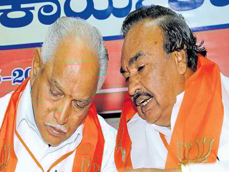 B S Yeddyurappa and Senior BJP leader K S Eshwarappa. DH File Photo.