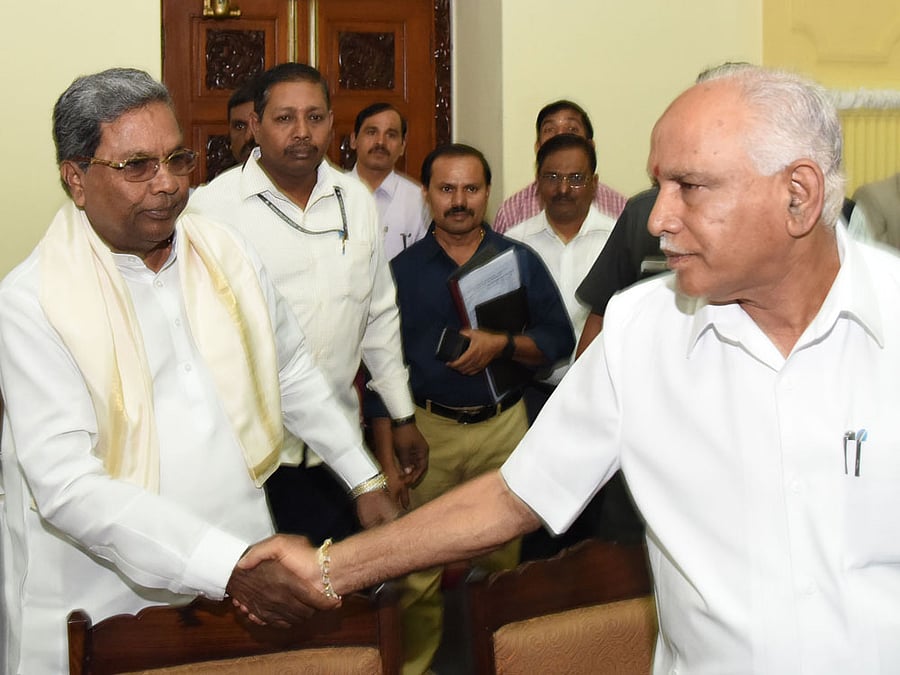 CM Siddaramaiah and BJP state President B S Yeddyurappa. DH file photo