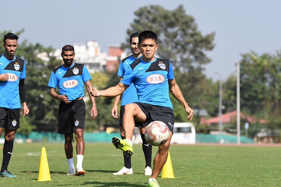 HAVING A BALL: Bengaluru FC players train on the eve of their encounter against Mumbai City FC. BFC Media