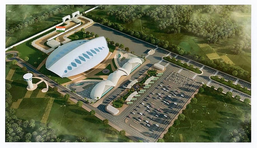 An architecture design of the Passenger Terminal Building, approved by Ministry of Home Affairs, to be constructed for the Kartarpur corridor, in Gurdaspur. PTI file photo