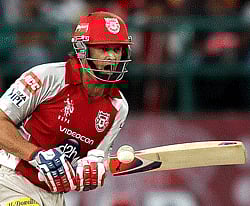 Chennai Super Kings' plays a shot against Kings XI Punjab during their IPL-5 match in Dharamshala on Thursday. PTI