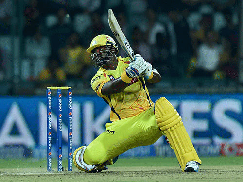 Chennai Super Kings batsman Dwayne Smith plays a shot against Delhi Daredevils during an IPL-7 match between CSK and DD at Ferozshah Kotla, in New Delhi on Monday. PTI Photo