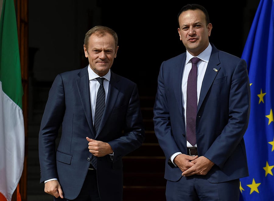 Prime Minister (Taoiseach) of Ireland Leo Varadkar meets with President of the European Council Donald Tusk in Dublin, Ireland. Reuters photo