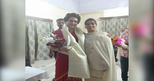 Amrita Pandey, the daughter-in-law of Jeetendra Nath Pandey, joined the Congress in Varanasi, the Lok Sabha constituency of prime minister Narendra Modi, in the presence of Congress general secretary Priyanka Gandhi Vadra. Photo via social media.