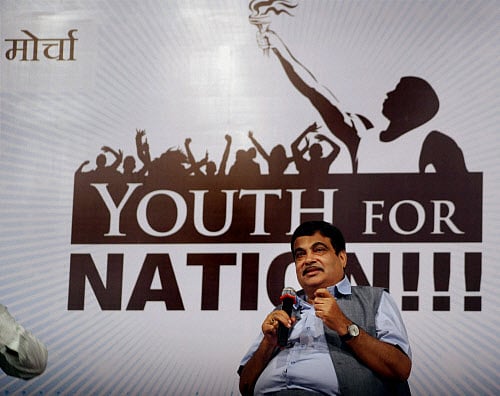 BJP leader Nitin Gadkari at the 'Youth For Nation' interactive session in Thane on Sunday night. PTI Photo