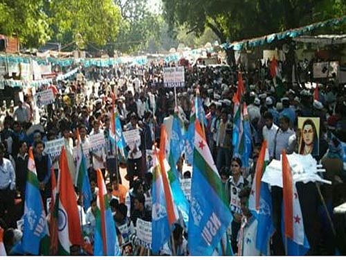 They demanded dropping of sedition charges against the JNU students and action against Delhi Police Chief B S Bassi. File photo.