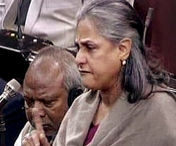 Jaya Bachchan breaks down while condemning the recent Delhi gangrape incident in Rajya Sabha in New Delhi on Tuesday. PTI Photo / TV GRAB