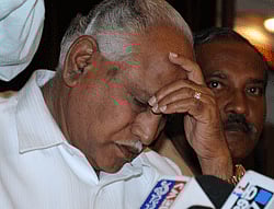 B S Yeddyurappa at press conference in Bangalore. DH photo