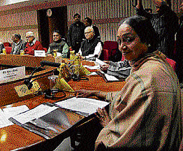Lok Sabha Speaker Meira Kumar presides over an all-party meeting ahead of the Winter session of Parliament in New Delhi on Tuesday. PTI