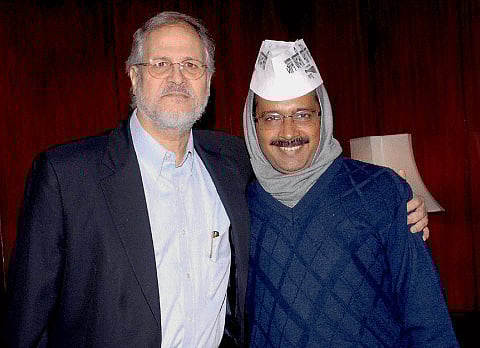 Arvind Kejriwal with LG Jung. PTI file photo