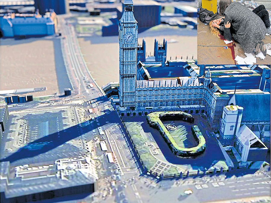 A man mowed down pedestrians on a bridge, then stabbed a police officer outside parliament before being shot dead.
