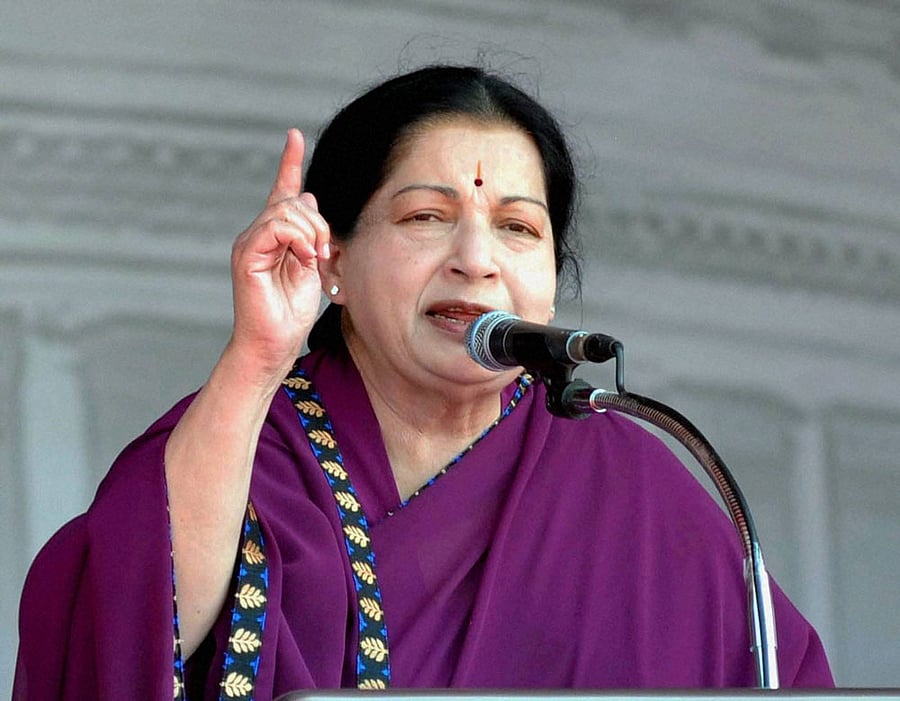 Former late Tamil Nadu chief minister and AIADMK supremo J Jayalalithaa. PTI File photo