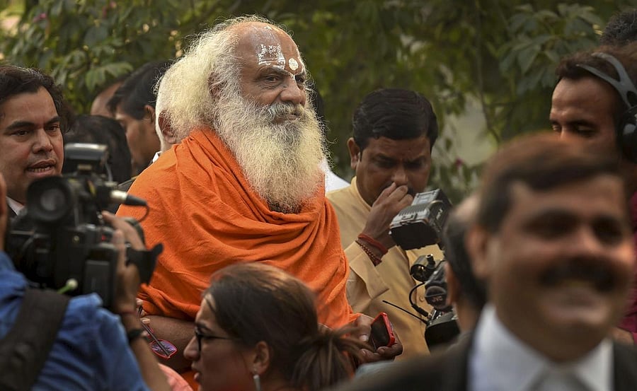 Mahant Dharam Dass of Nirwani Akhara at the Supreme Court in New Delhi. PTI