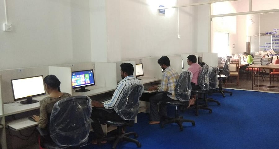 A view of the e-library at JP Nagar in Mysuru.