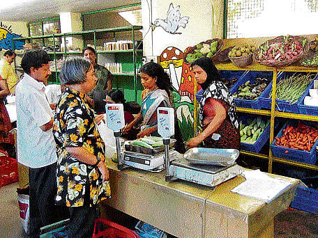 Onam bazaar is planned in such a way that customers can also go in for packs of assorted vegetables.